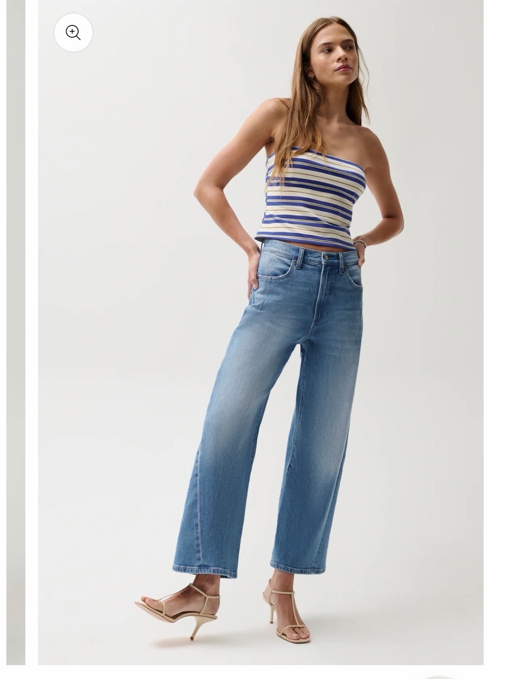 pistola Medium Blue Wide-Leg Cropped Jeans